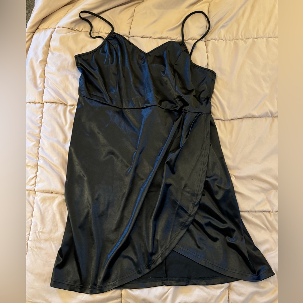 Black pleather midi dress